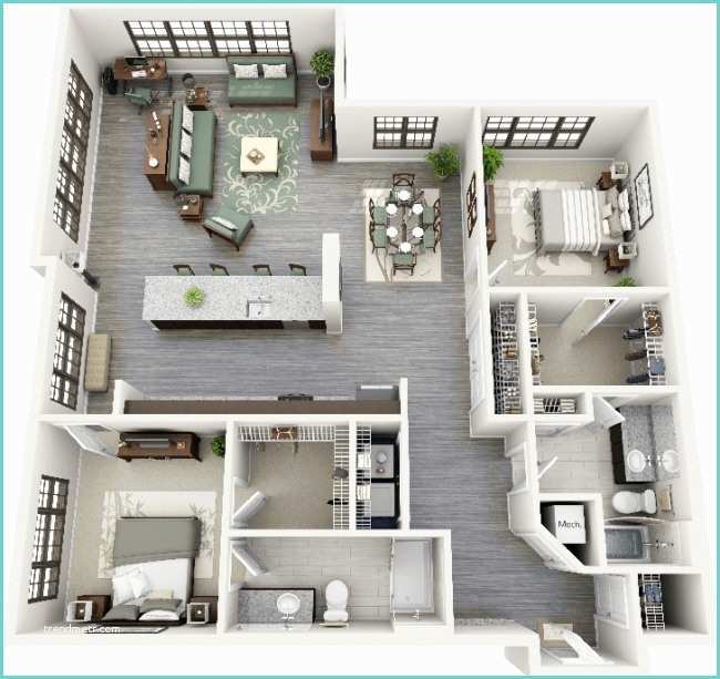 Plan De Maison Simple F2 50 Plans 3d D Appartement Avec 2 Chambres