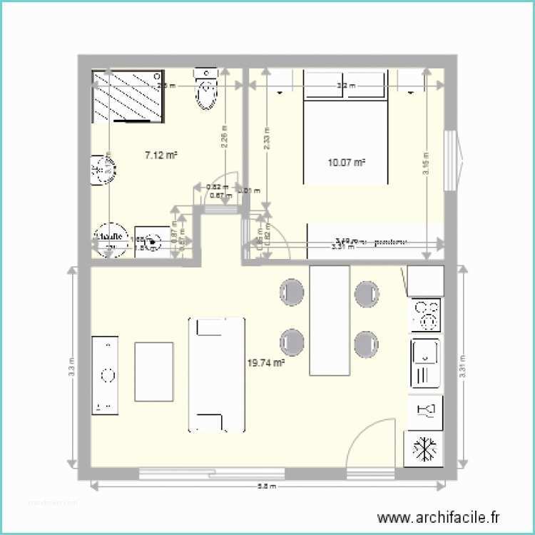 Plan De Maison Simple F2 Appartement 40 M2 Plan 3 Pièces 37 M2 Dessiné Par Manue