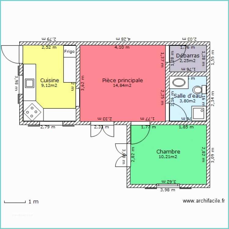 Plan De Maison Simple F2 Bungalow F2 Jardin Plan 5 Pièces 40 M2 Dessiné Par Kakili