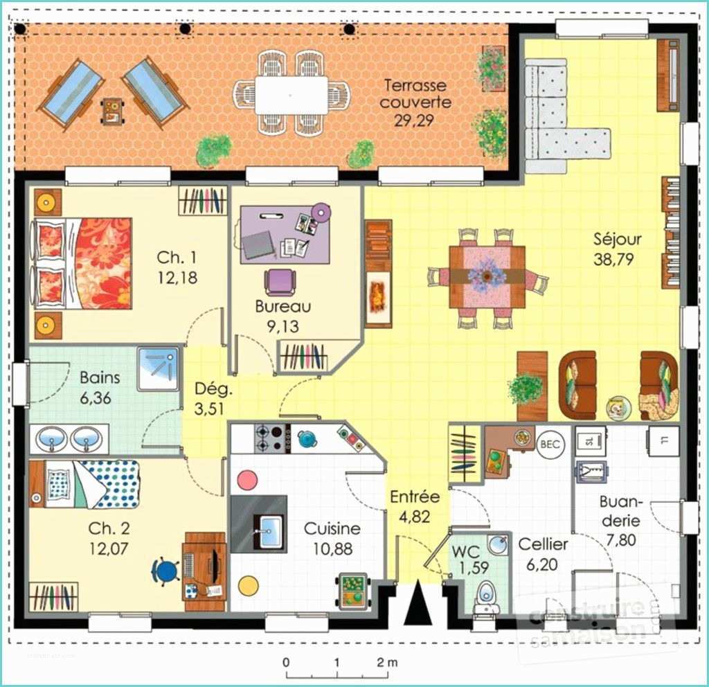 Plan De Maison Simple F2 Maison Familiale Détail Du Plan De Maison Familiale