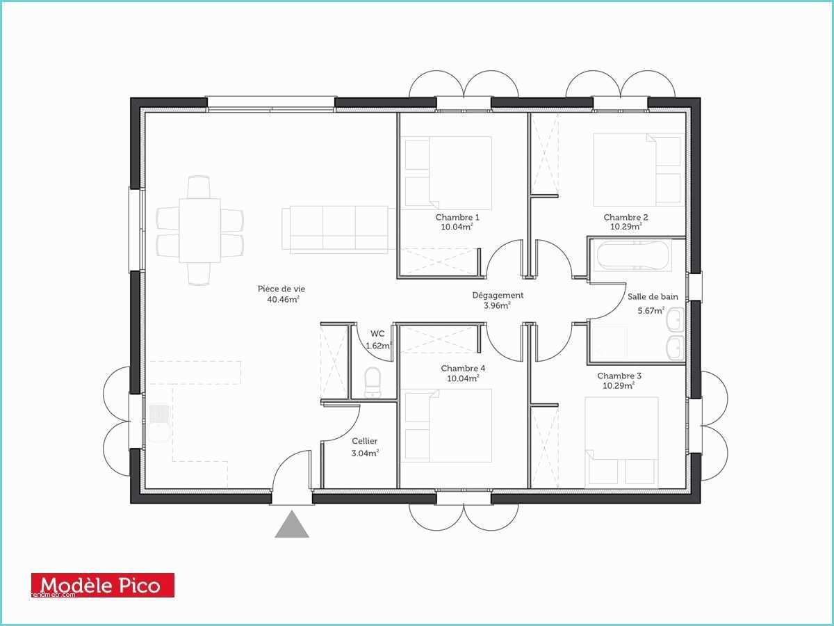 Plan De Maison Simple F2 Plan Maison Modele Droit T5 Pico95m2 0 1200×900