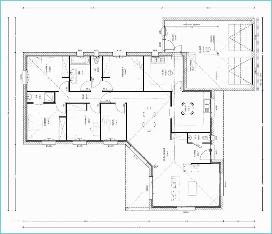 Plan De Maison Simple F2 Plan Maison Moderne 140m2