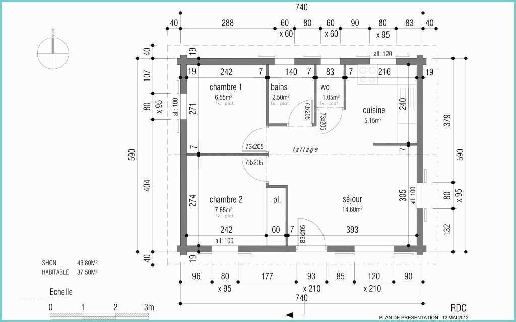 Plan De Maison Simple F2 Plan Maison Plain Pied 2 Chambres 60m2