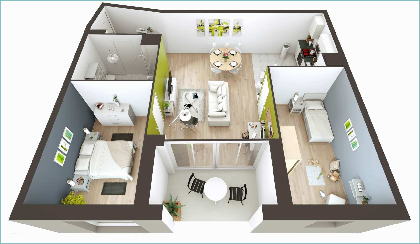 Plan De Maison Simple Plan Maison 90m2 3d