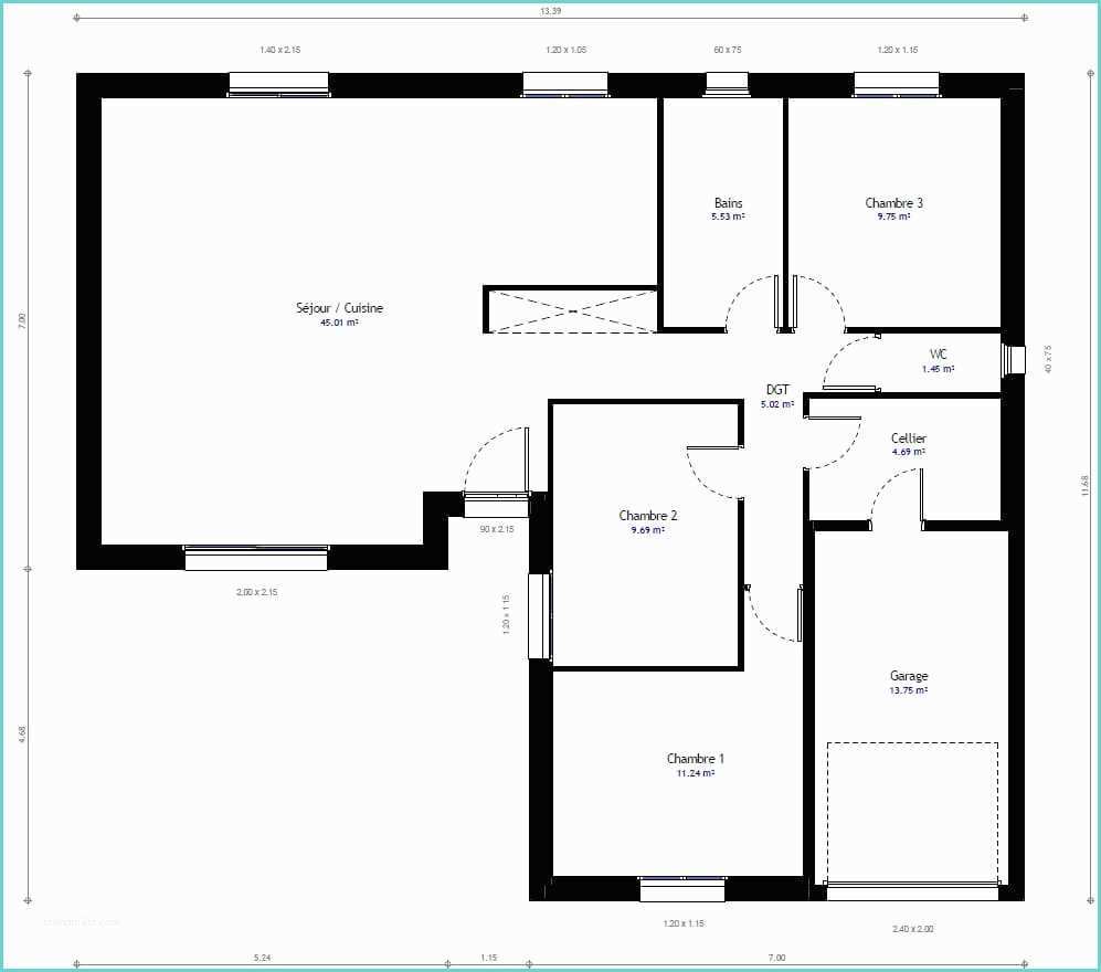 Plan De Maison Simple Plan Maison Individuelle 3 Chambres 94 Habitat Concept
