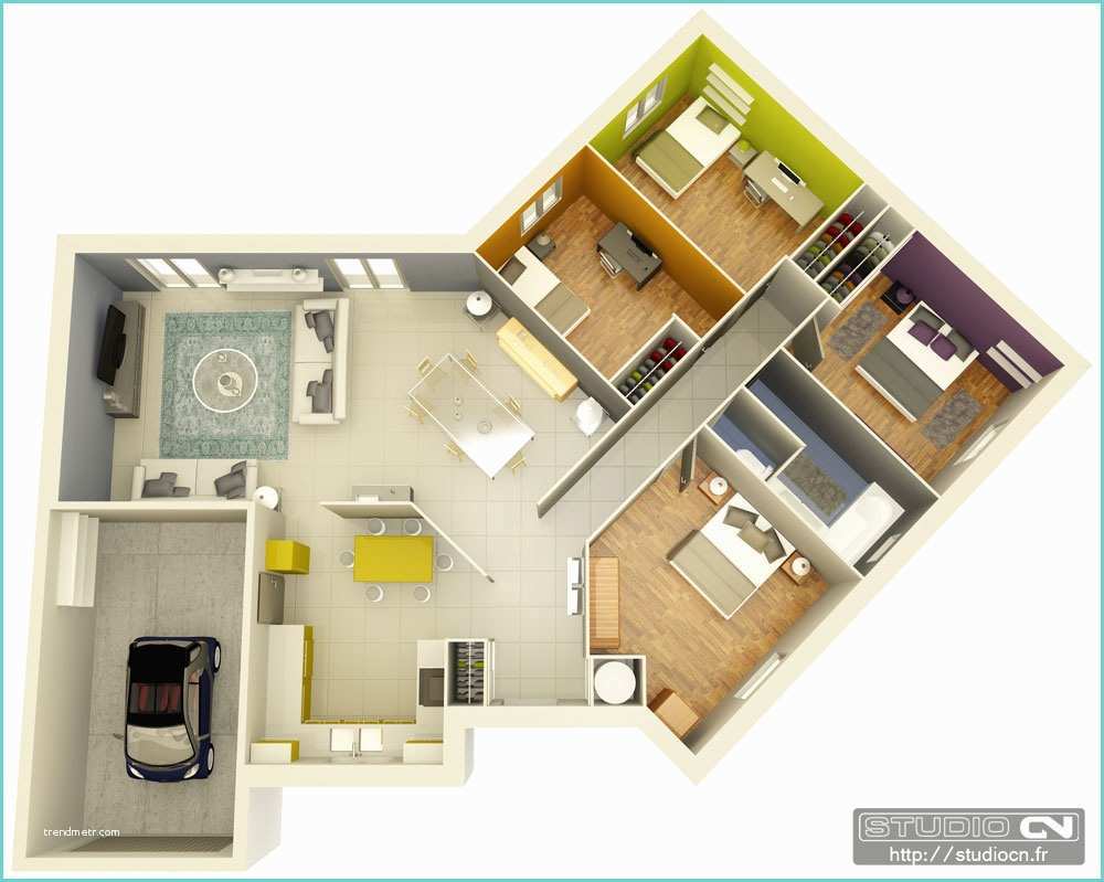 Plan Maison 3d 4 Chambres Maisons Créa Concept © Plans 3d Plongeants