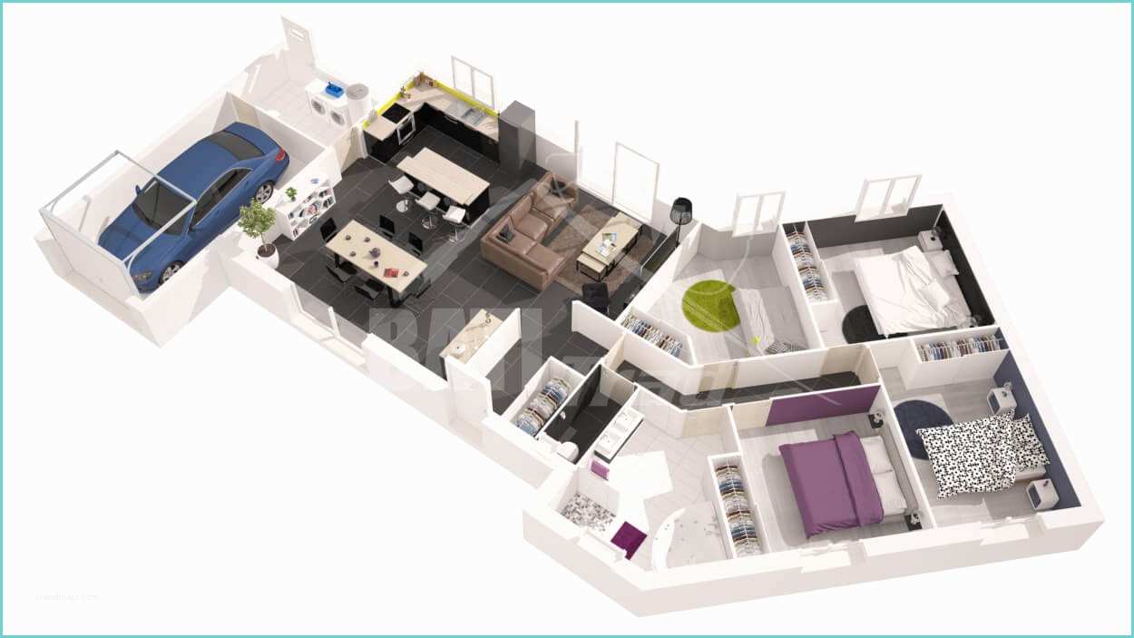 Plan Maison 3d 4 Chambres Plan De Maison Moderne 4 Chambres 3d Qq89