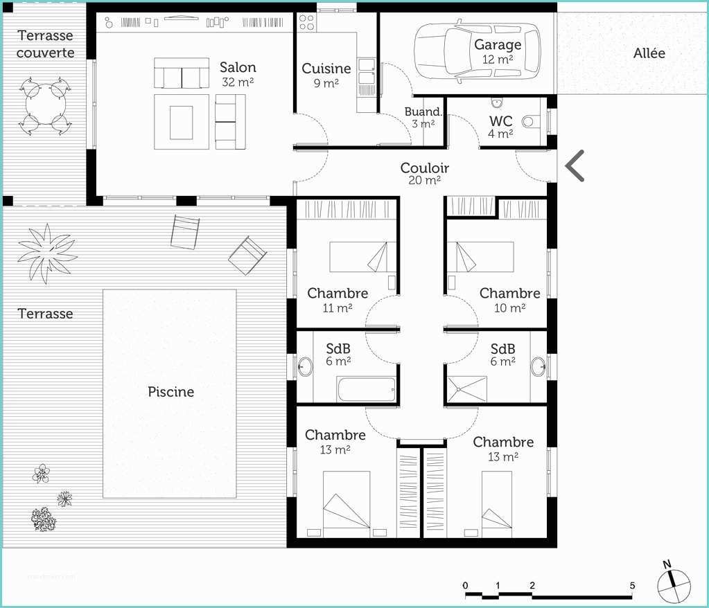 Plan Maison 3d 4 Chambres Plan Maison En L Avec 4 Chambres Ooreka