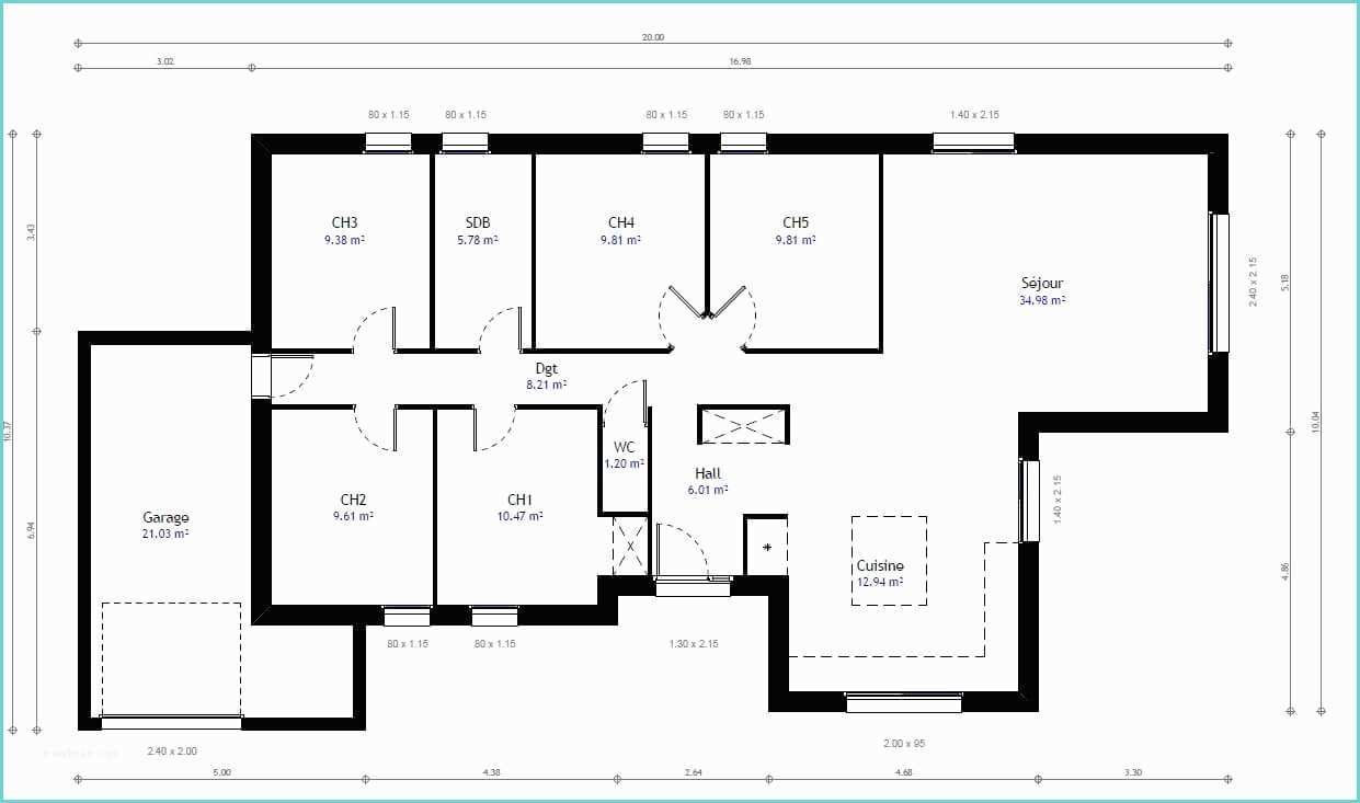 Plan Maison 5 Chambres Plain Pied Plan Maison Individuelle 5 Chambres 79 Habitat Concept