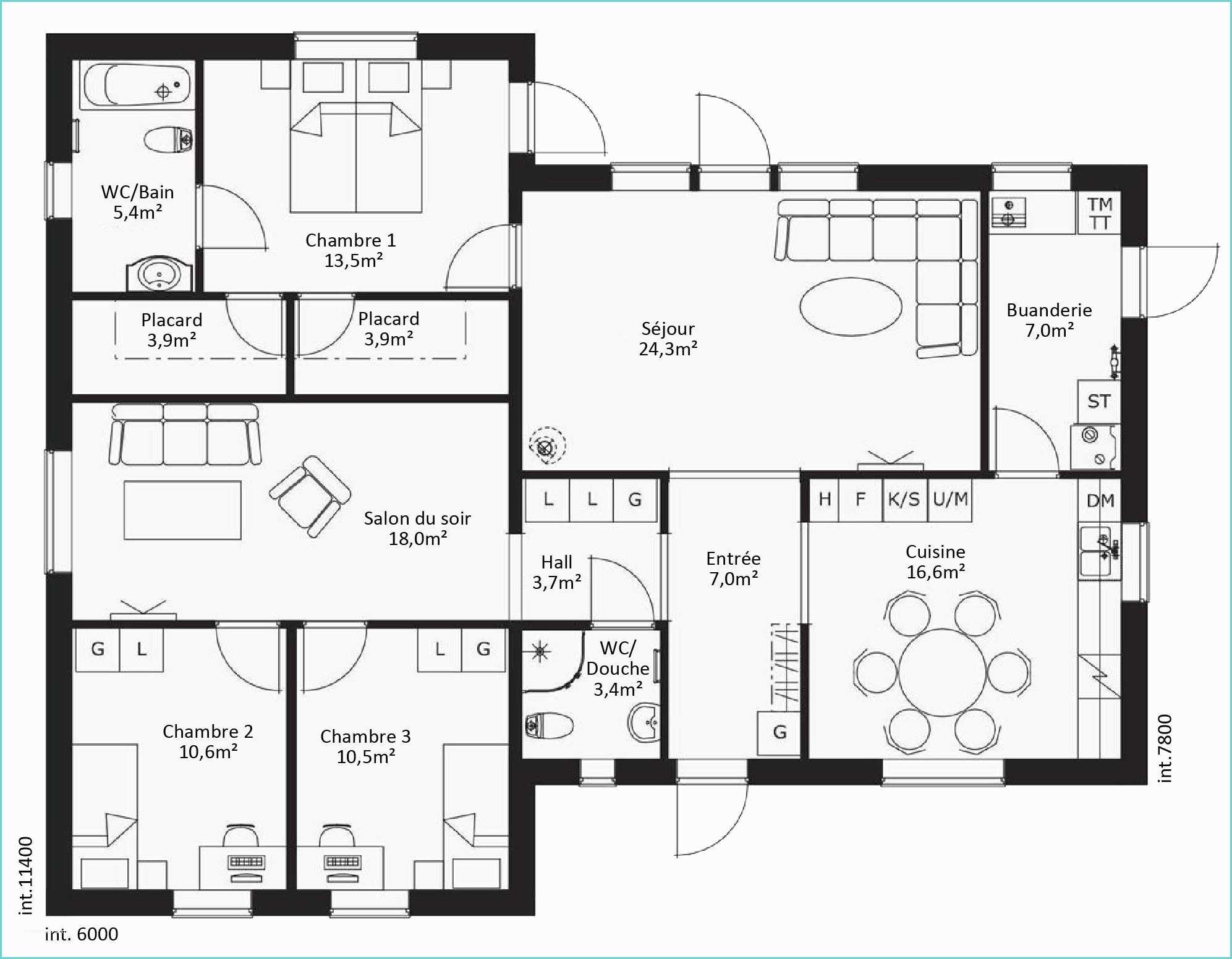 Plan Maison 50m2 1 Chambre Plan Appartement 2 Chambres 50m2