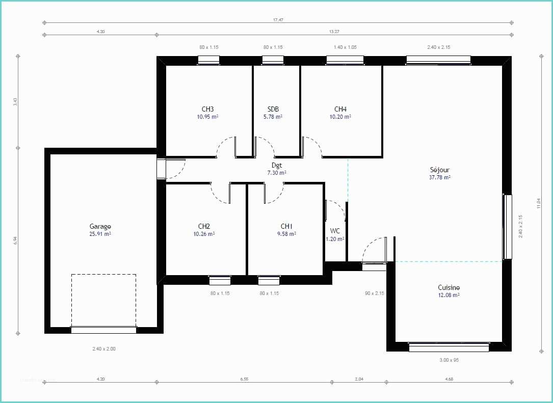 Plan Maison Bois Plain Pied 4 Chambres Plan Maison Individuelle 4 Chambres 78 Habitat Concept