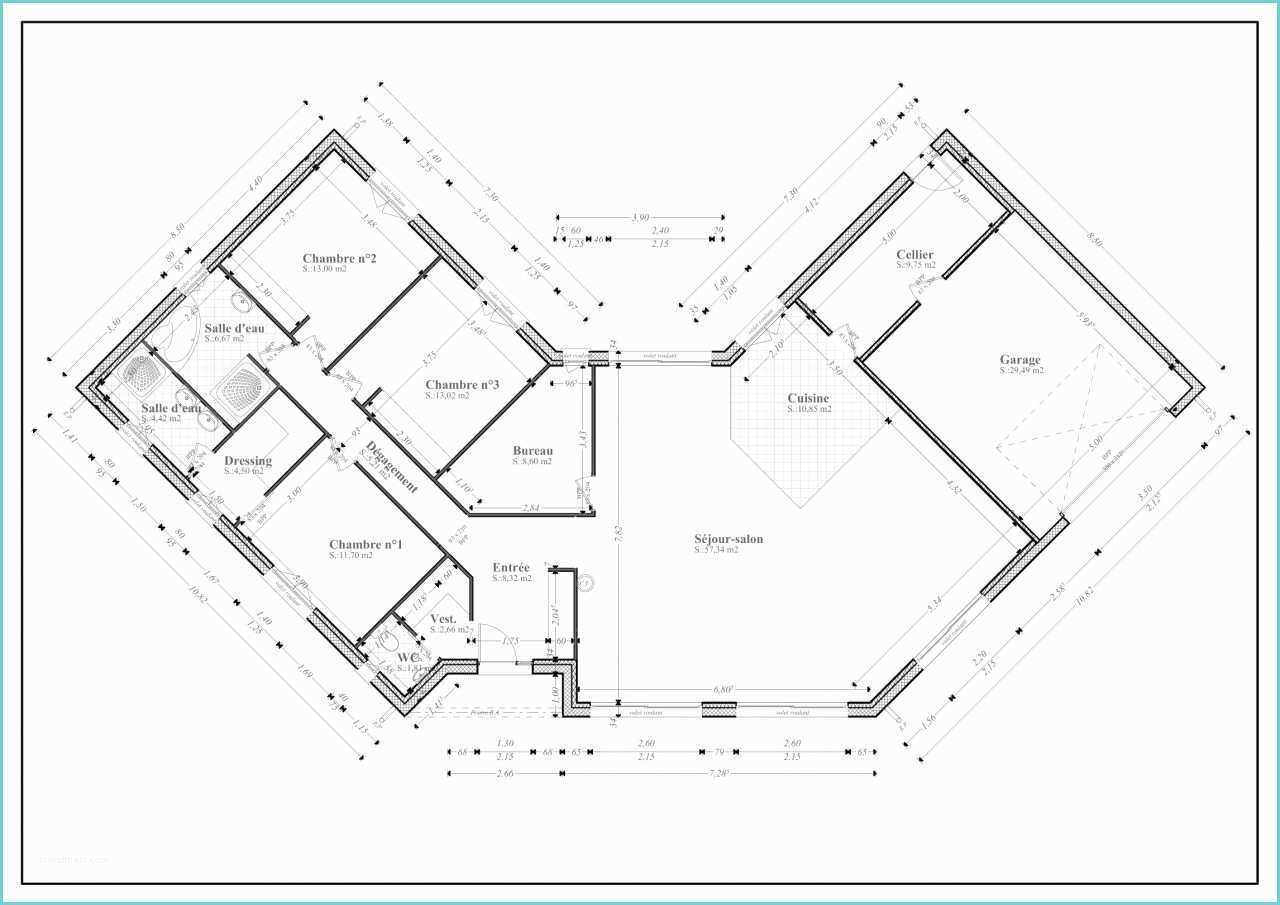 Plan Maison Californienne Plain Pied Maison Contemporaine Plain Pied Plan 140m2