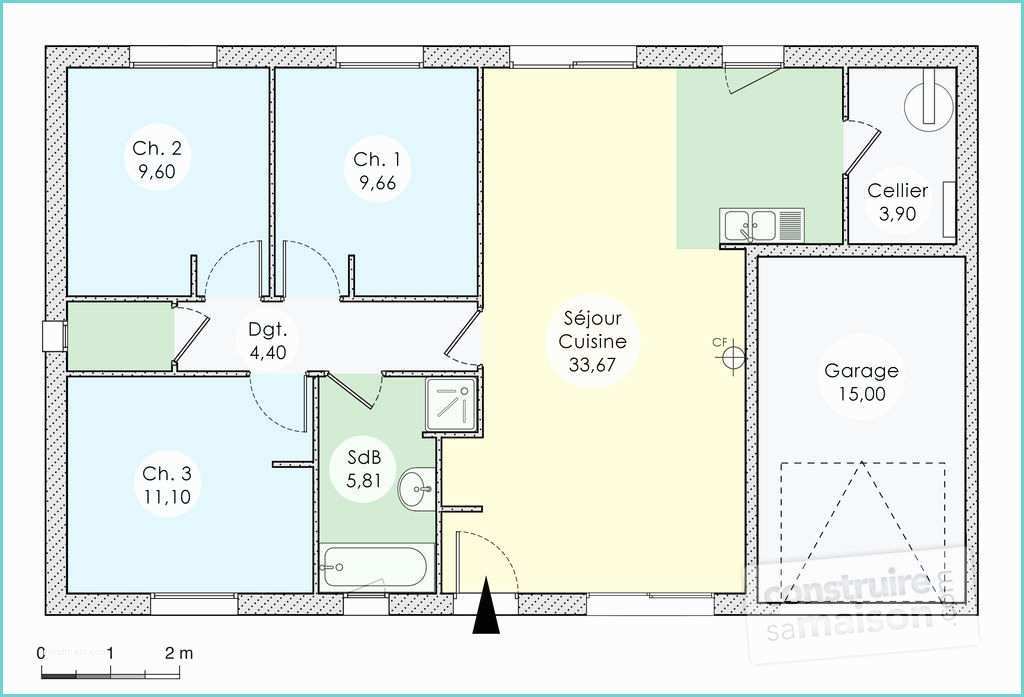 Plan Maison Californienne Plain Pied Plan Maison 110m2 Plain Pied 3 Chambres – Ventana Blog
