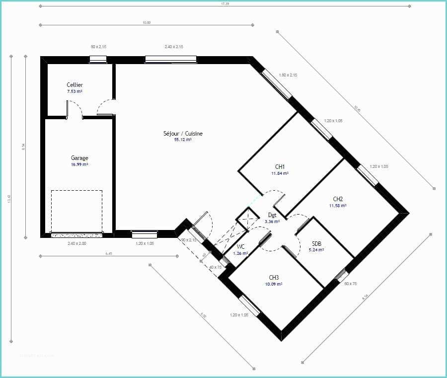 Plan Maison Californienne Plain Pied Plan Maison Individuelle 3 Chambres 48 Habitat Concept