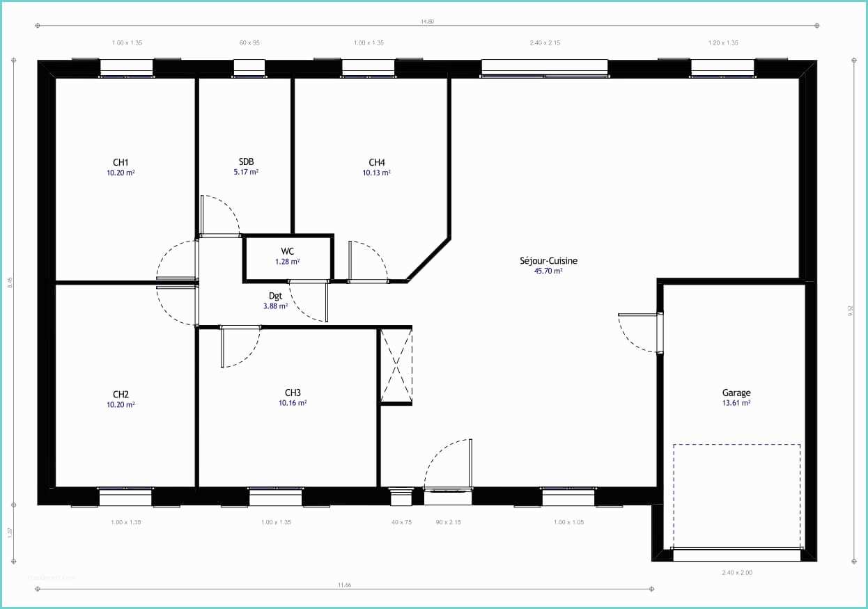 Plan Maison Californienne Plain Pied Plan Maison Individuelle 4 Chambres 14 Habitat Concept