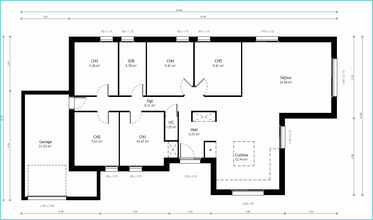 Plan Maison Californienne Plain Pied Plan Maison Individuelle 5 Chambres 79 Habitat Concept