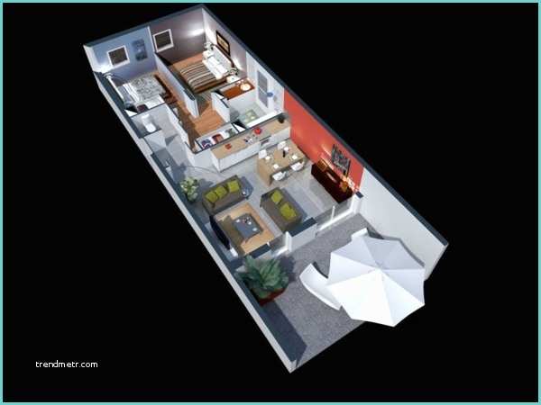 Plan Maison En Longueur Plan Maison 3d D Appartement 2 Pièces En 60 Exemples