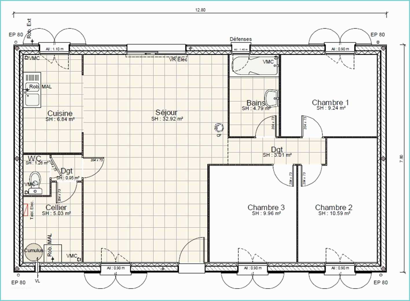 Plan Maison Gratuit Plain Pied 3 Chambres Plan De Maison Plain Pied 100m2 Gratuit – Ventana Blog