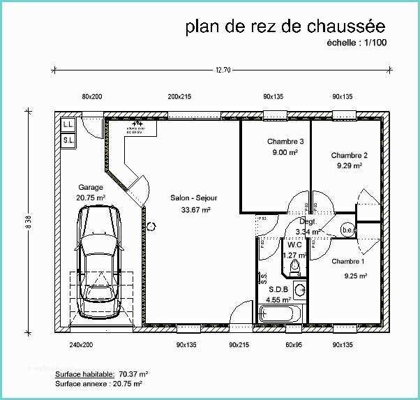 Plan Maison Gratuit Plain Pied 3 Chambres Plan Plain Pied 3 Chambres Gd22