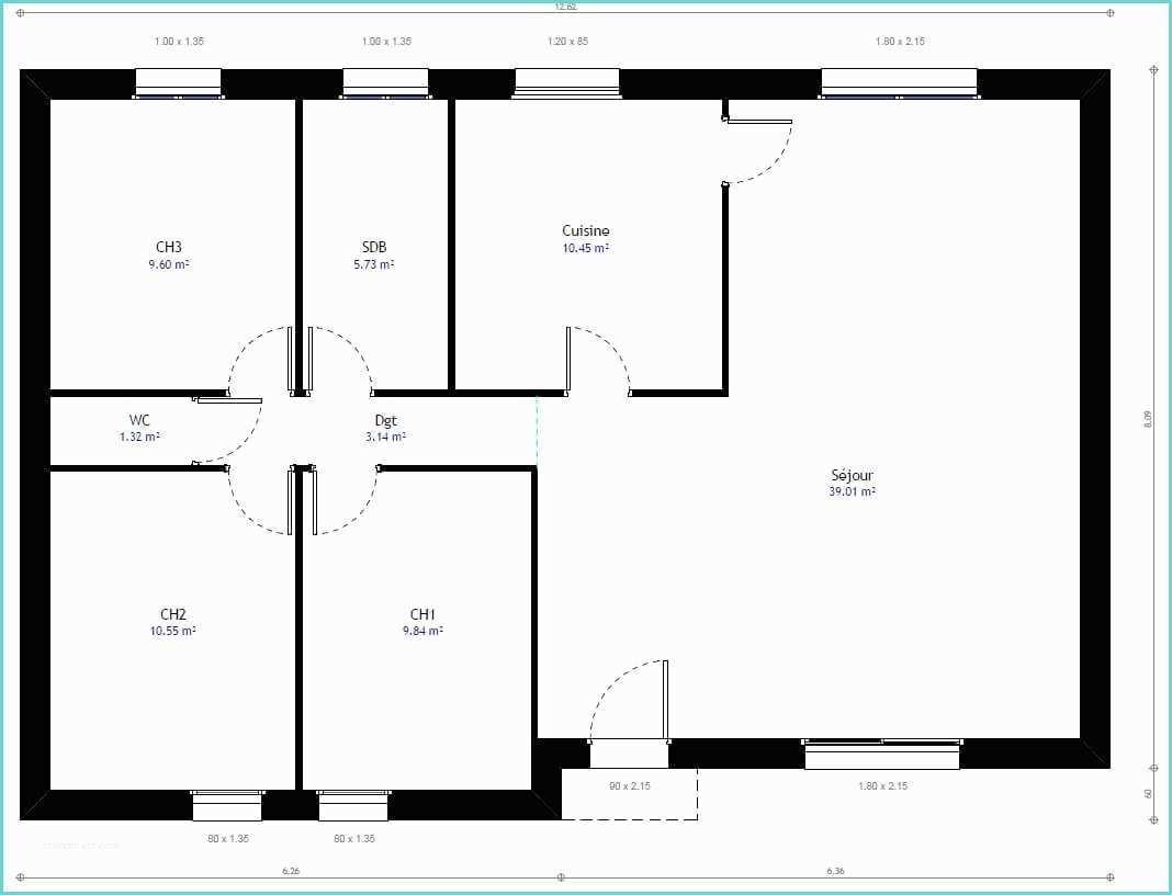 Plan Maison Plein Pieds Plan Maison Individuelle 3 Chambres 22 Habitat Concept