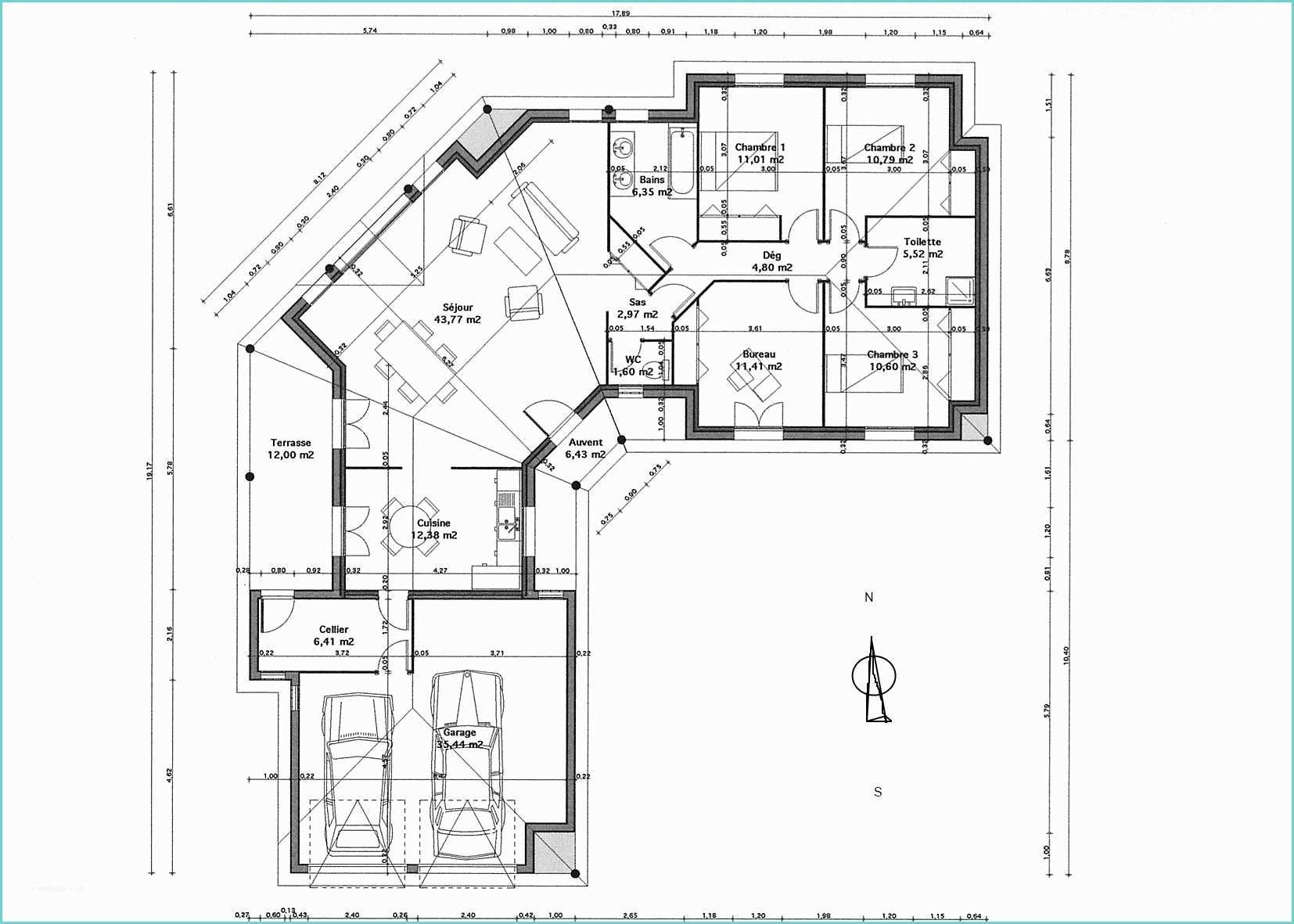 Plan Maison Plein Pieds Plan Plain Pied 147m² En V Qu En Pensez Vous 55
