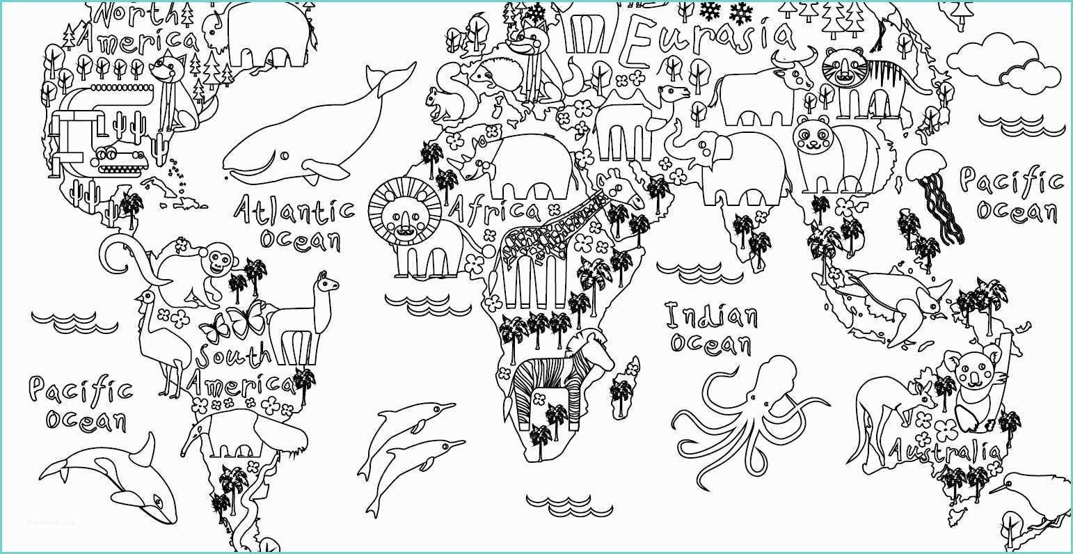 Planisphre Pour Enfant Coloriage Gratuit Carte Monde Animaux Artherapie