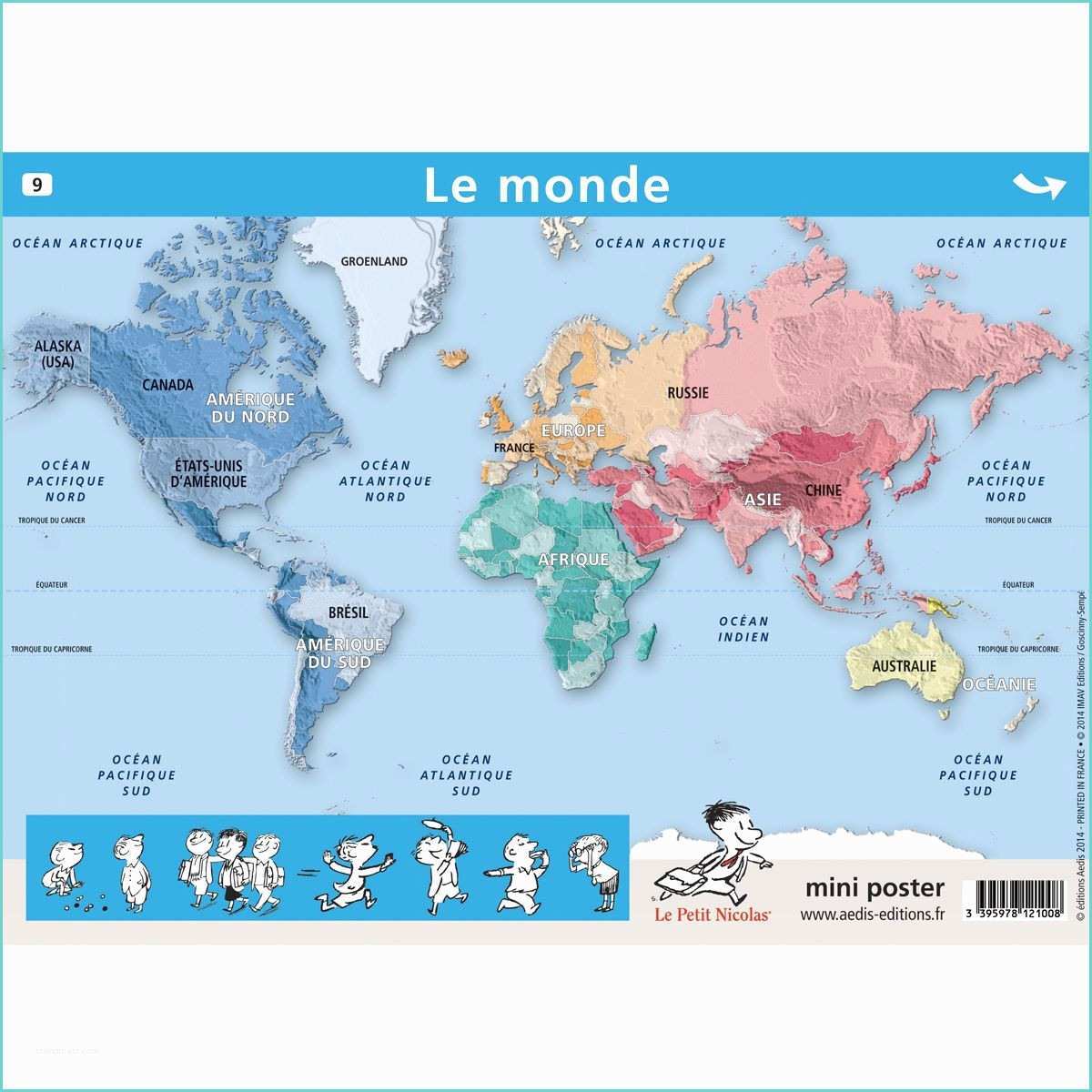 Planisphre Pour Enfant Mini Poster Le Petit Nicolas Planisphère Enfants Et Monde