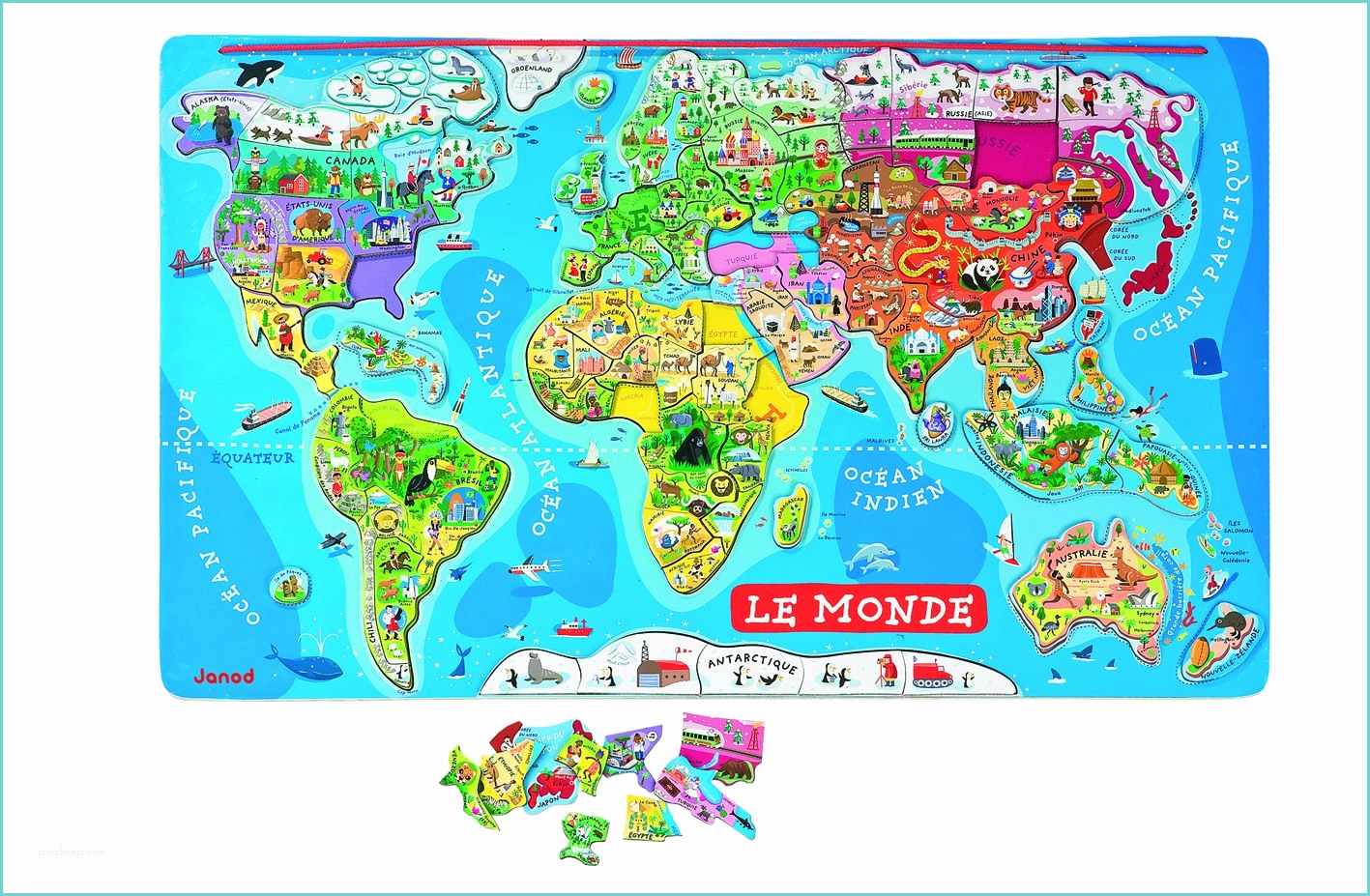 Planisphre Pour Enfant Puzzle Géant Magnétique "monde" 92 Pièces Les Louloutins