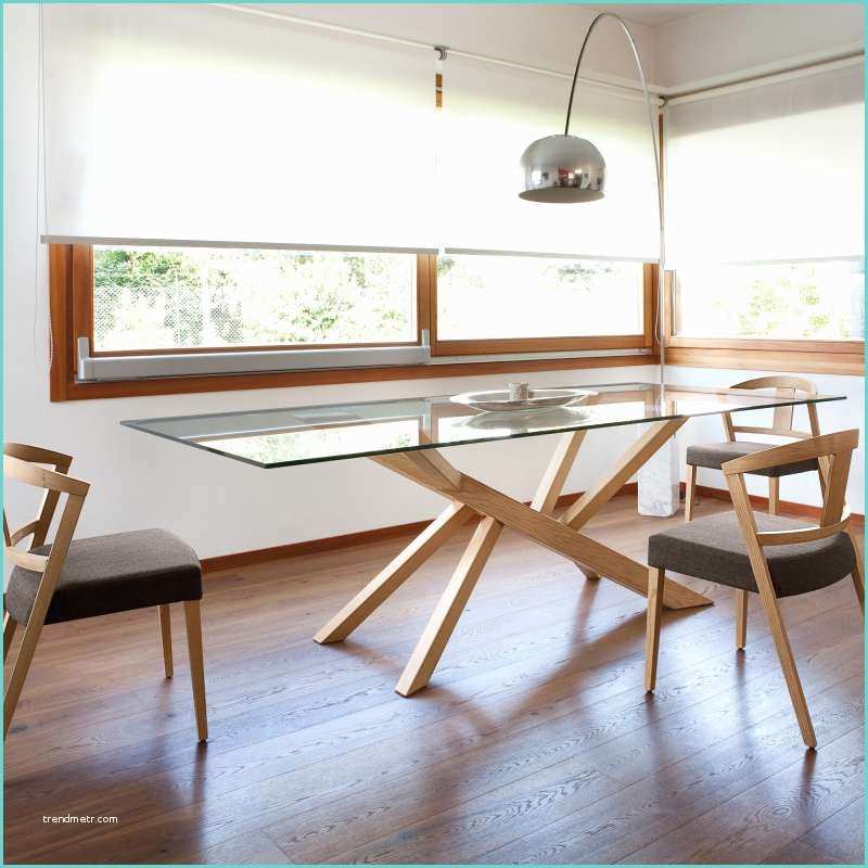 Plateau De Verre Pour Table Table Design En Verre Et Pieds Bois Tree Domitalia