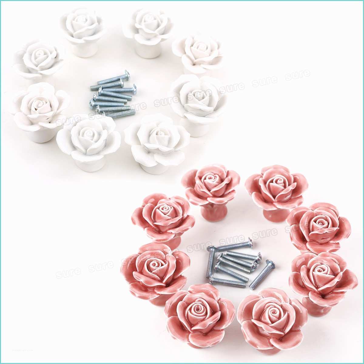 Pomelli A forma Di Rosa 8 Pomello In Ceramica Maniglia Porta Armadio Mobiletto