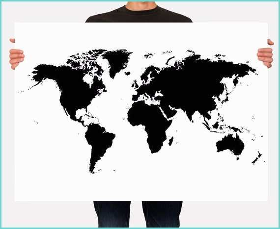 Poster Noir Et Blanc World Map Poster Black and White Personalized Wall Art