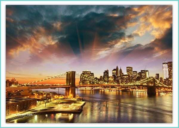 Poster Xxl New York Xxl Poster 100 X 70cm New York Skyline Mit Brooklyn Bridge