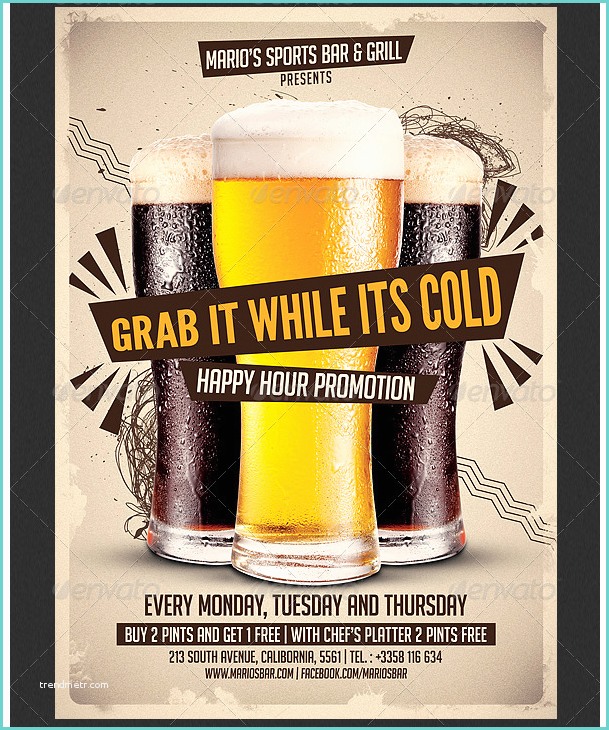 Promotion Ideas for Bars Beer Promotion Happy Hour Flyer Template Party Flyer