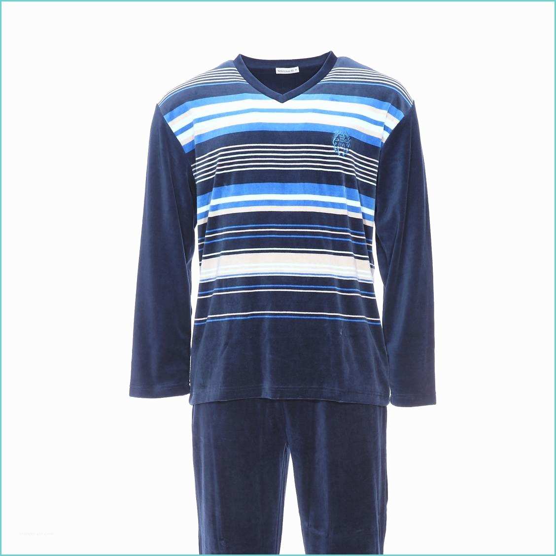 Pyjama Arthur Pas Cher Pyjama En Velours Mariner Sweat Col V Bleu Marine à