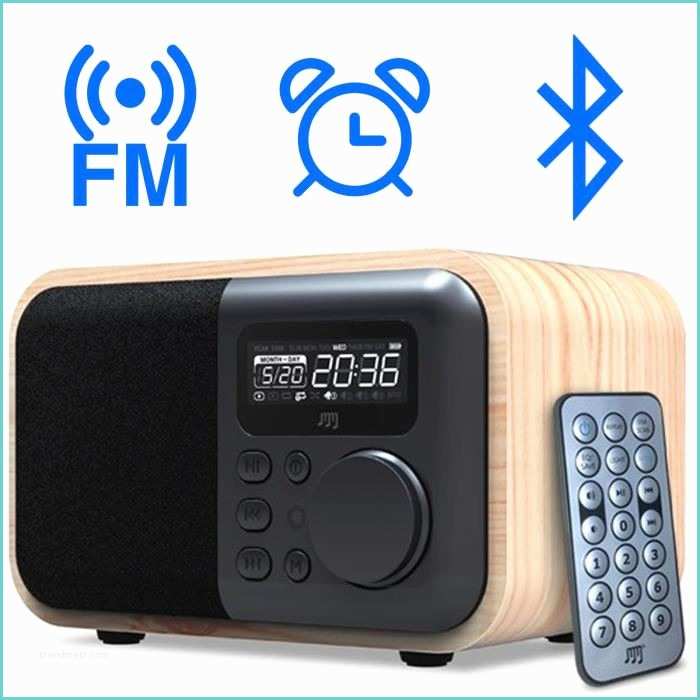 Reveil Design Pas Cher Enceinte Bluetooth Fonction Radio Reveil Design Bois