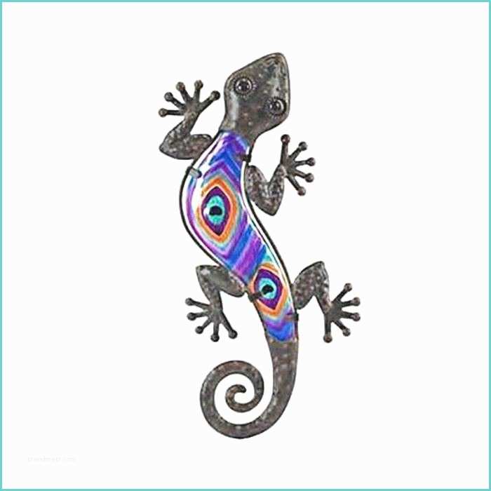 Salamandre Murale En Fer forg Gecko Salamandre Fer forgé Neuf Metal & Verre Déco 31cm