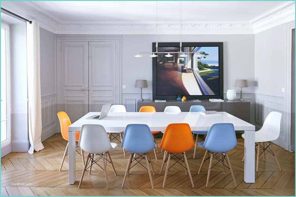 Salle Manger Moderne Design Salle à Manger Avec Chaises Eames Multicolores Bertille Bosset