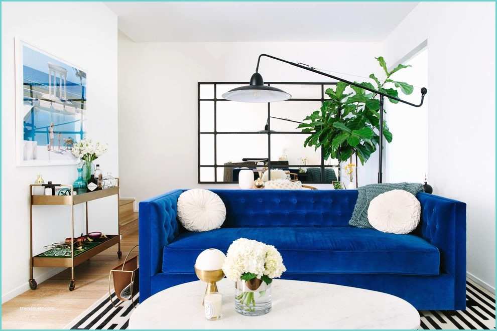Salon Bleu Nuit Inspirations Pour Un Canapé En Velours Joli Place