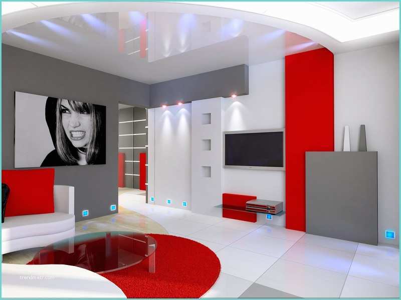 Salon Moderne Gris Et Rouge Faire Rentrer Le Rouge Dans La Deco