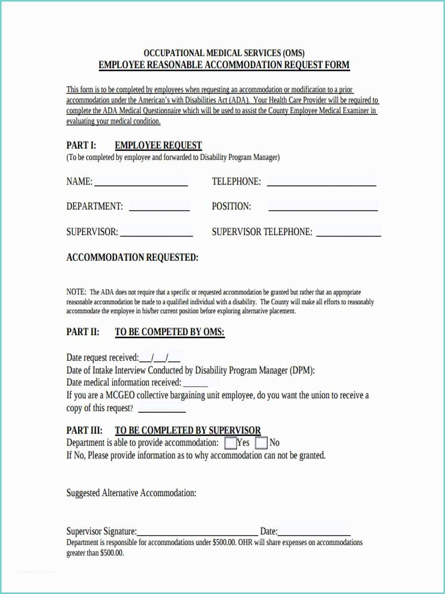 Sample Accommodation Request Letter 50 Sample Employee Request forms