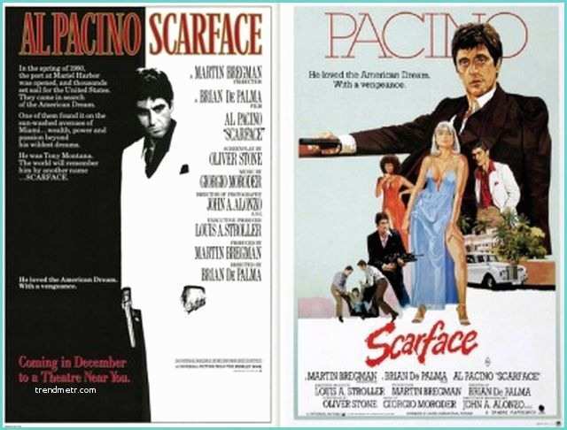 Scarface Poster Font A Parative Design Look at Remakes Movie Posters