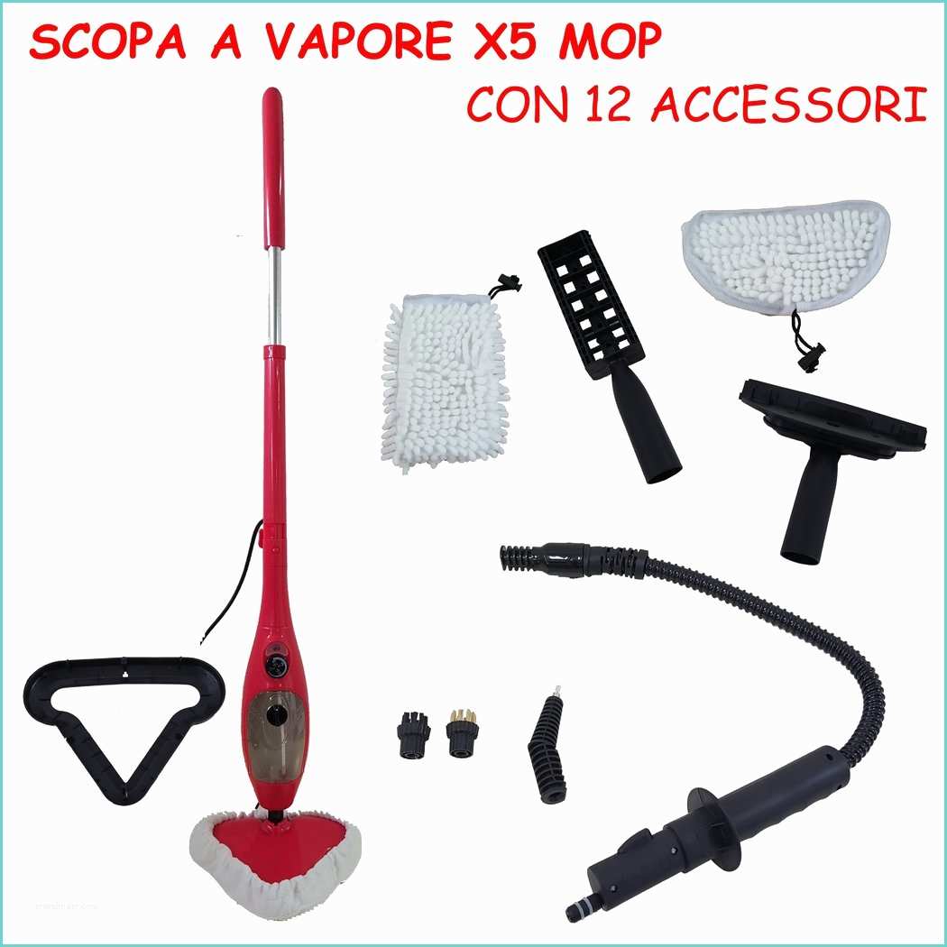 Scopa A Vapore H2o Scopa Elettrica A Vapore Nera H2o Steam Mop 5 In 1