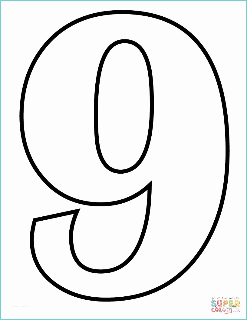 Stencil Numeri Da Stampare Dibujo De Número 9 Para Colorear