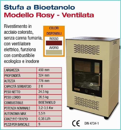 Stufa A Bioetanolo Ventilata Stufa A Bioetanolo Rosy 3 5kw Ventilata Per 120mtq Camino