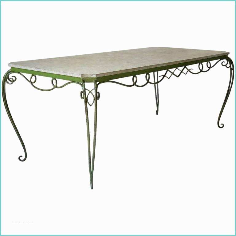 Table A Manger Art Deco Wrought Iron and Stone Table attributed to René Prou