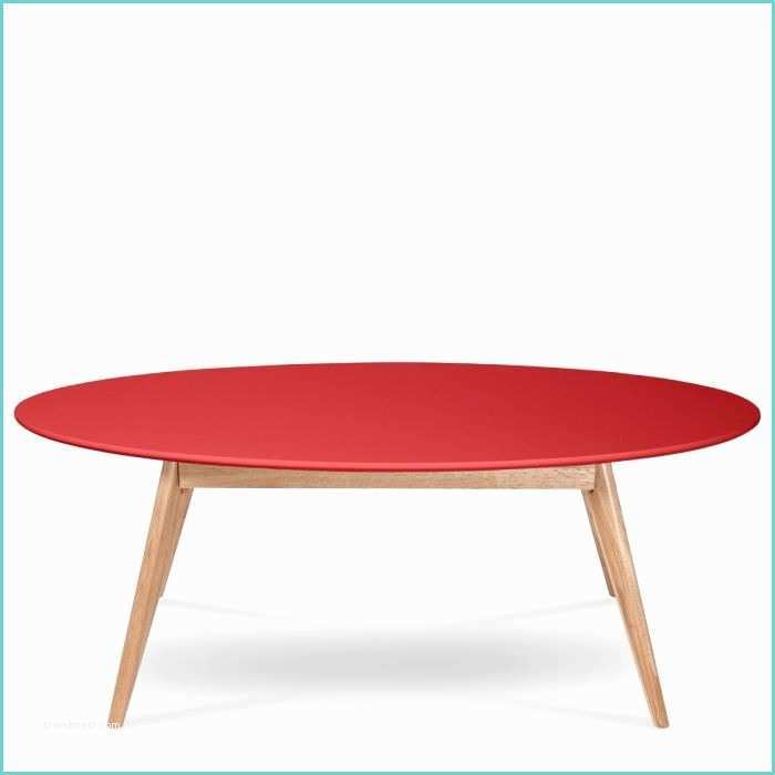 Table Basse Ovale Bois Table Basse Ovale Design Scandinave Skoll Couleur Rouge