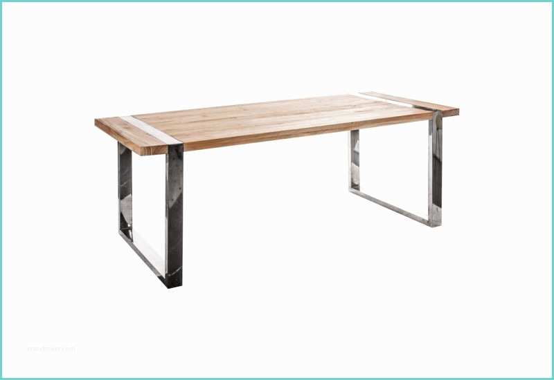 Table Bois Pied Mtal Table à Manger Rectangulaire En Bois Et Pieds Chrome En