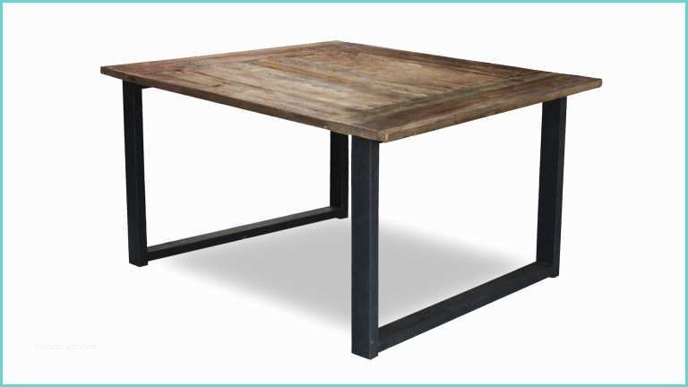 Table Bois Pied Mtal Table Carrée Industrielle Rétro Au Design Vintage Noldy