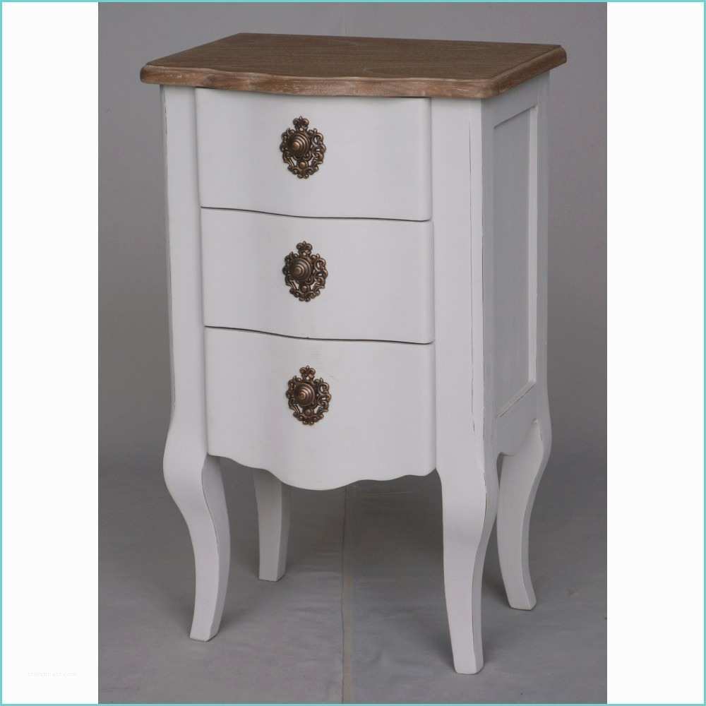 Table De Chevet Style Romantique Chevet Bicolore Patine Grisée Shabby Romantique 3