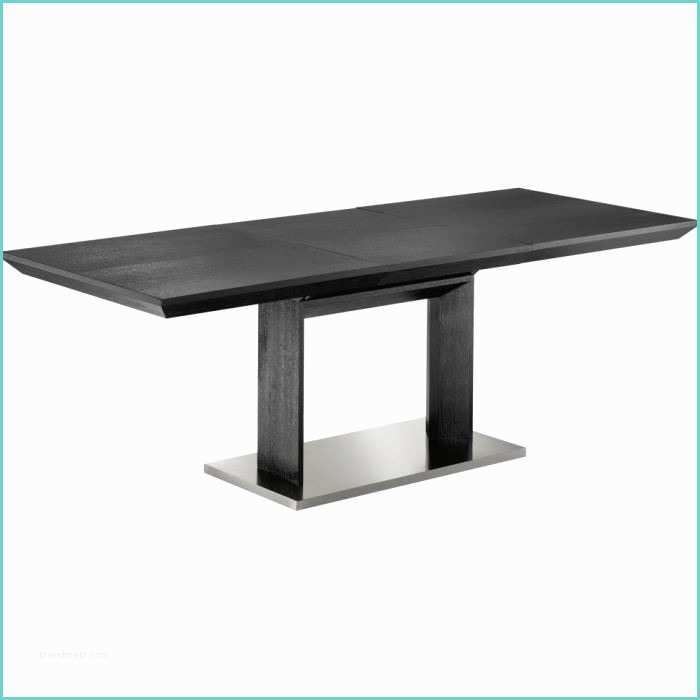 Table De Cuisine Rectangulaire Avec Pied Central Table De Repas Design Noire L160 Pied Central 1 Allonge